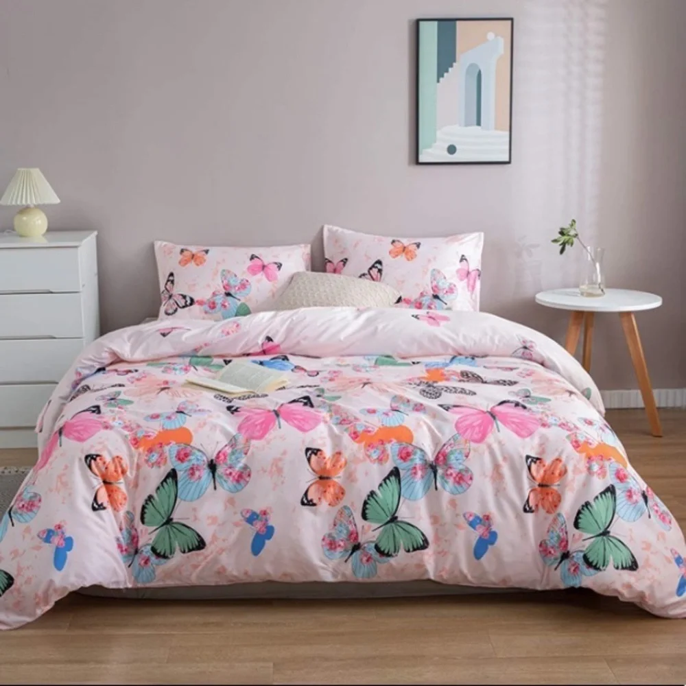 New LAMEJOR Butterflies Duvet Shams Queen Set of 3